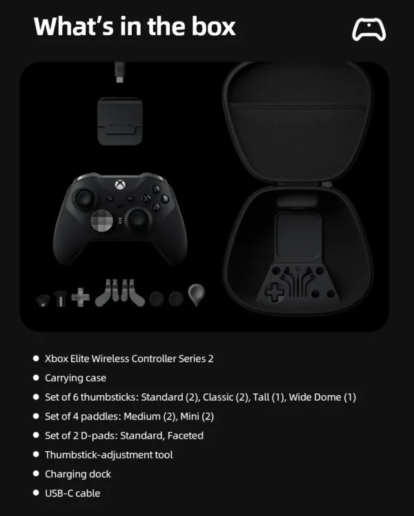 Microsoft Xbox Black Elite Wireless Controller Series 2  for Xbox Series S Xbox Series X XSS XSX 100%  Orginal 
