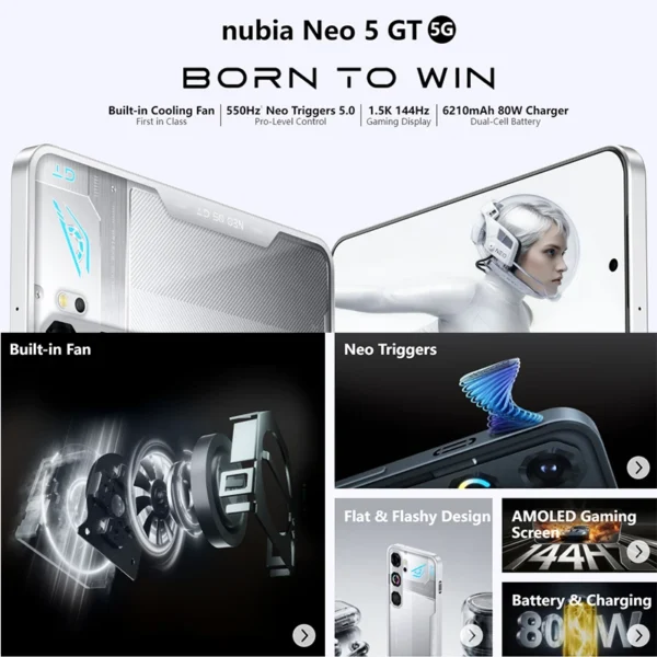 Nubia Smartphone Neo 5 GT, Built-in Fan, Gaming Trigger (Touch)