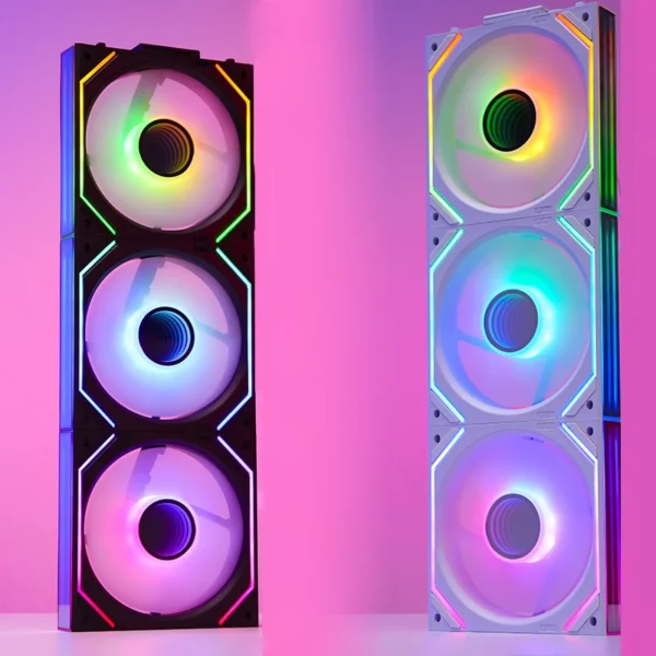 120mm ARGB PC Case Fan with Infinity Mirror - 5V 3-Pin Daisy Chain PWM Sync, Cooling Gaming Fan Jungle Leopard Interstellar V2