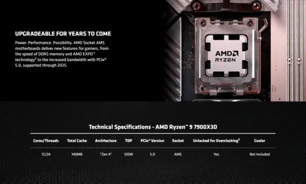 Origina New AMD Ryzen 7 7800X3D / 9800X3D / R9 7900X3D Socket AM5 Gaming Desktop CPU Processors With Integrated Graphics Boxed