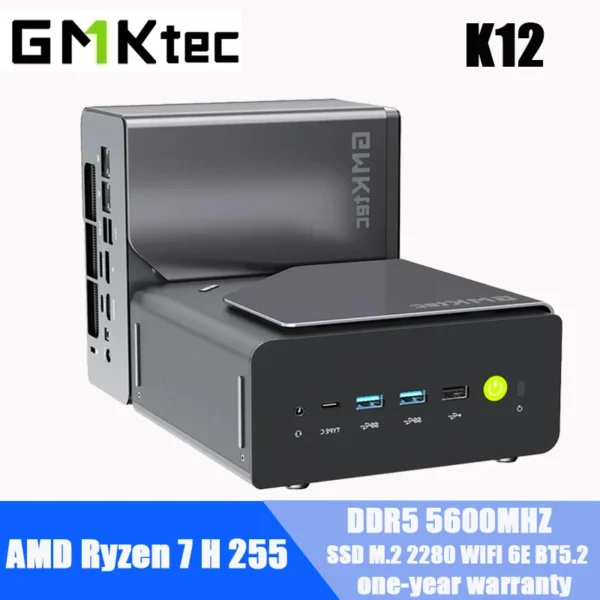 GMKtec K12 AMD Ryzen 7 H 255 Mini PC Dual DDR5 5600MT/s 3*SSD PCIe4.0 WiFi6 BT5.2 Dual 2.5G LAN OCulink Desktop Gamer Computer