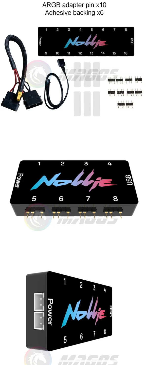 Nollie RGB Asynchronous Controller HUB 8/16 Ways Addressable ARGB Splitter Support Software Signal-RGB/OpenRGB Management