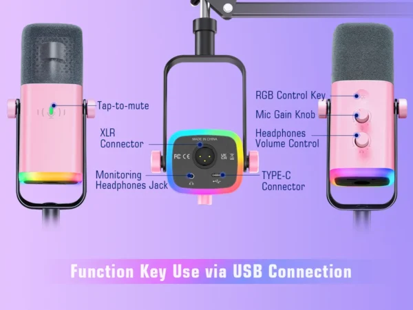 FIFINE Gaming Streaming Headset and Microphone Kit with Gain Knob/RGB/Monitor,for PC/MAC/PS4/PS5/Mixer/YouTube/Steam-AM8TP/H9P