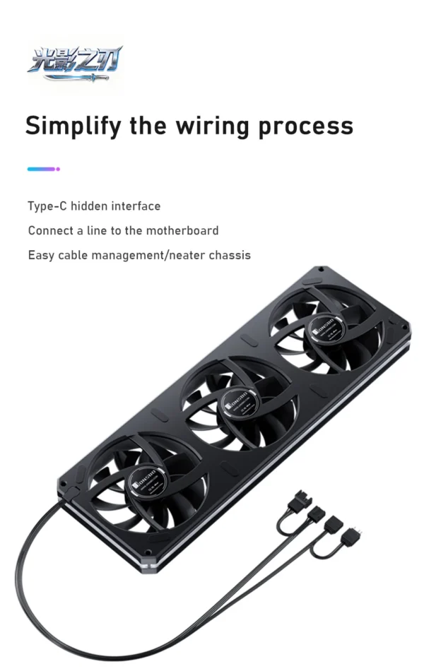 JONSBO XA-360/ XA-120 3-Pack 120mm Fan 5V/3Pin ARGB Three-Sided Mirror Integrated Cold Exhaust Cooling Fan for Desktop Computers