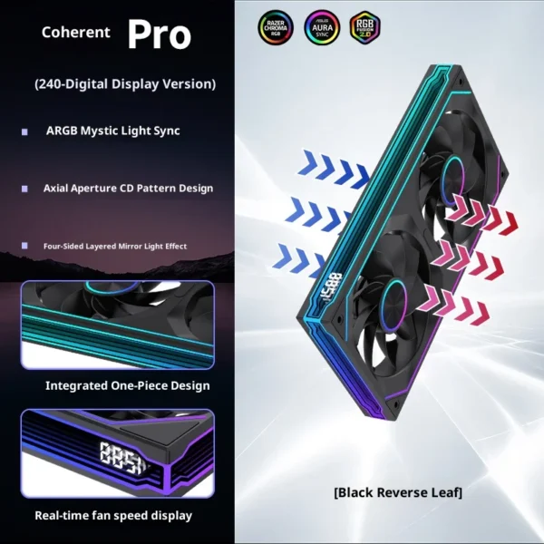 LOVINGCOOL Coherent Pro-360/240/120 ARGB digital display PC fan computer case Siamese Building block fan Integration