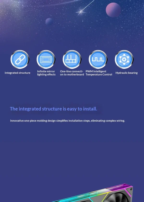 WJCOOLMAN Starlink 360/240/120 conjoined PC fan ARGB PWM Speed Control Computer Silent Case Integrated Fan easy to install