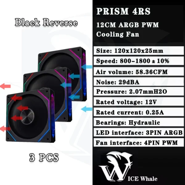 ICE Whale Prism 4RS ARGB PC Case Fan 120mm Infinity Mirror Design Motherboard Lighting Sync 4PIN PWM CPU Cooler Fan ventilador