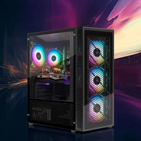 Gaming PC Desktop,Radeon RX 580 8G GDDR5, 10th Gen G5905 3.5G, 16G RAM, 512G SSD, WiFi, BT 5.0, RGB Fan x 4, RGB Mouse Pad