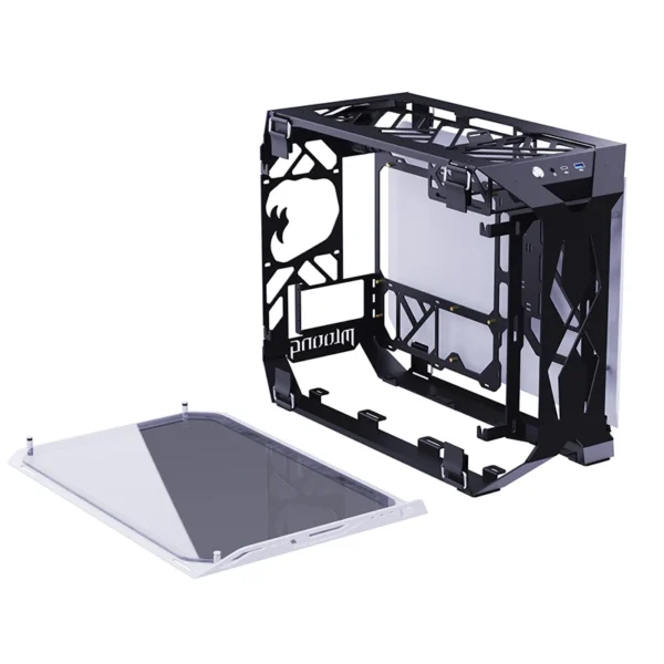 Lovingcool New Design Open Style Gaming Chassis Tempered Glass Micro ATX Mini ITX Computer RGB Casing Desktop PC Case with Fan