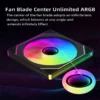 14cm ARGB Infinity Mirror PC Case Fan – 140mm Cooling Fan with PWM Silent Fan for Computer Case, CPU Cooler, Radiator