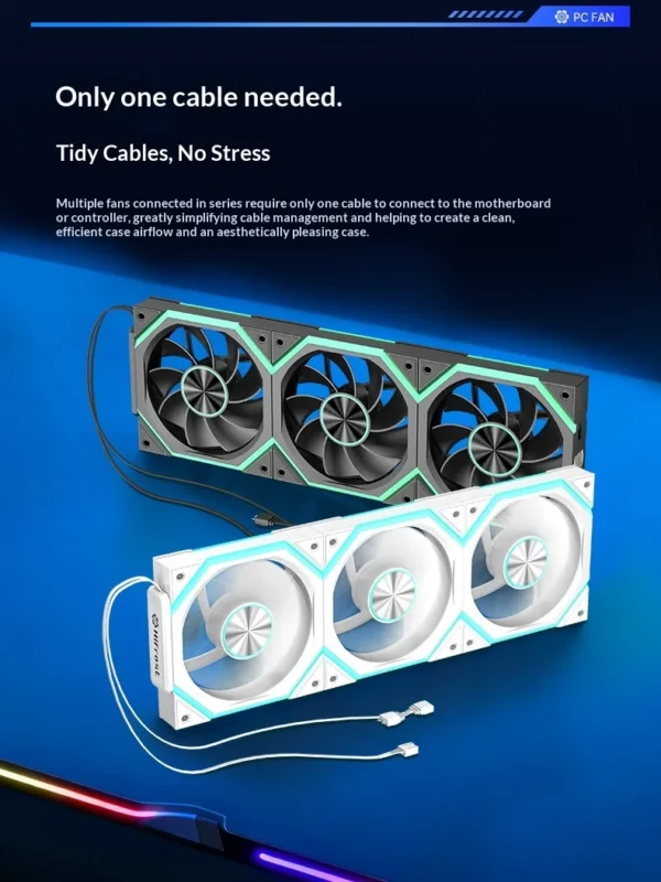 Hifrost Ice Chain Modular 120mm ARGB PC Case Cooling Fans Wireless Thermostatic Sync Lighting For Gaming Chassis CPU Cooler
