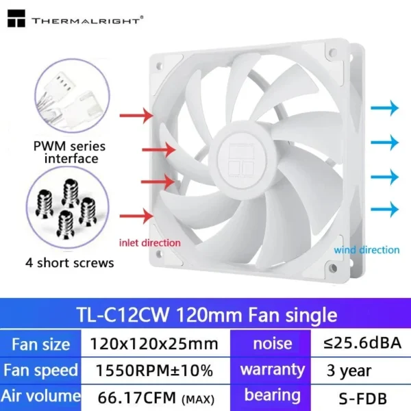Thermalright TL-C12C 3 in 1 120mm Cooling Fan 5V ARGB gamer Adjust Speed Cooler argb Adjustable computer Case Fan ventilador