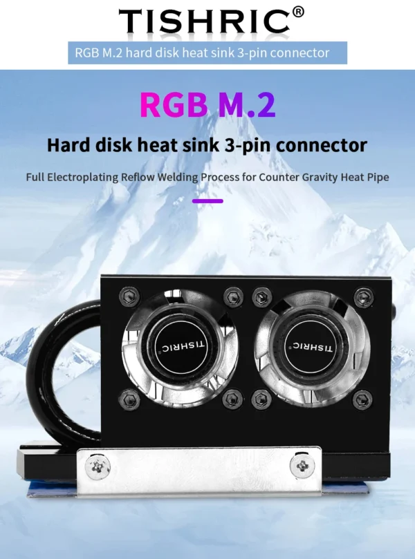TISHRIC RGB SSD M2 Radiator With Two Fans Cooling 7000RPM 3Pin M.2 Hard Disk Heatsink For Desktop PC NVMe NGFF M.2 2280 SSD