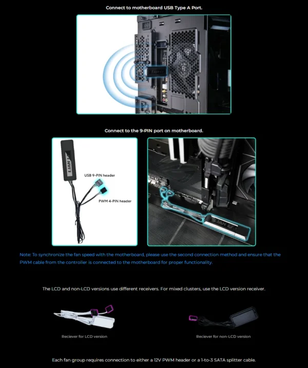 LIANLI UNI FAN TL120 Wireless version and TL LCD120 Screen fan There are positive leaves and inverse leaves. Individual pack,