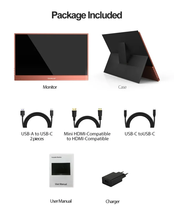 ZEUSLAP 15.6inch touching utrathin portable monitor remote control for phone, laptop, nintendo switch,steamdeck second screen