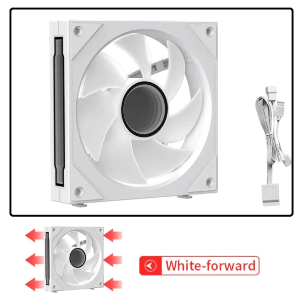 Coolcirc Cableless PC Case Fan 12V/4Pin PWM 800-1800RPM Silent 5V/3Pin ARGB Triple Pack 120mm Ventilator Use for Water Cooling