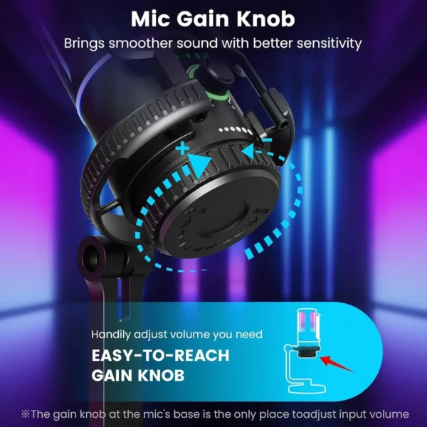 Monster Gaming USB Microphone 192KHz/24Bit Cardioid Condenser Mic with Touch Mute for PC PS4 PS5 Game Chat Podcasts Live Stream