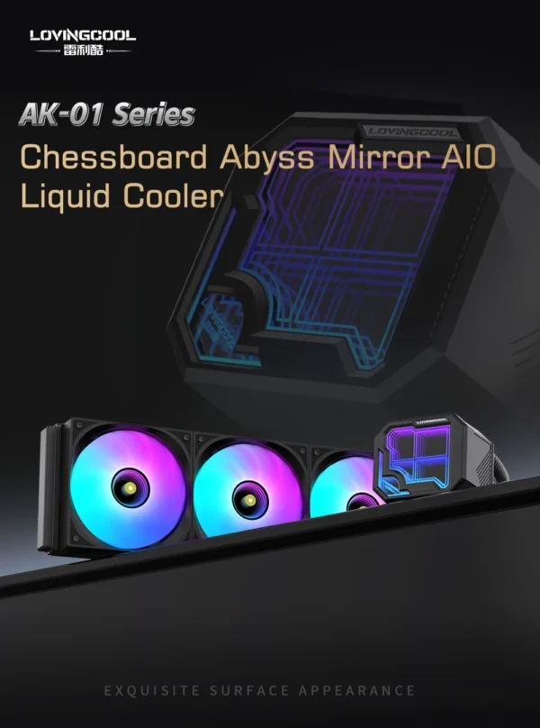 LOVINGCOOL AK water cooler 240mm 360mm broken code screen dynamic digital display liquid cooler ARGB Abyss Mirror Cold radiator