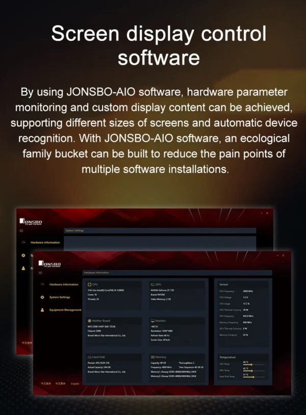 Jonsbo TX-360 Screen Display Integrated Water Cooling 360mm Radiator ARGB AIO Water Cooler Intel LGA1200 115X 1700 1851 AM5 AM4