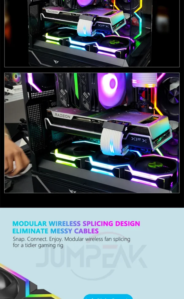 JUMPEAK CS120 ARGB Cooling Fan 240mm Modular Stackable Splicing PWM Silent 120mm RGB Fans For Gaming PC Case CPU Water Cooler