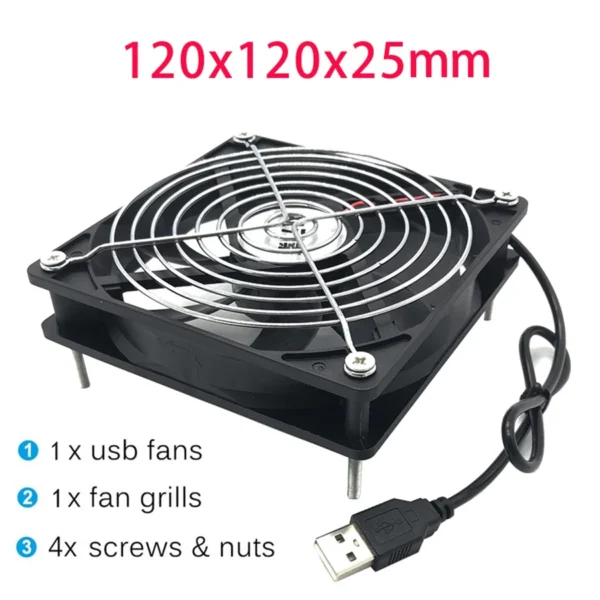 120x120x25mm 80x80x25mm 12V USB Power Cooling Case Fan For Receiver DVR Xbox TV Box Router
