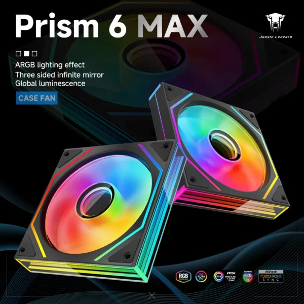 120mm ARGB PWM Silent Case Fan for PC Gaming CPU Cooler Cooling - Jungle Leopard Prism 6 Max
