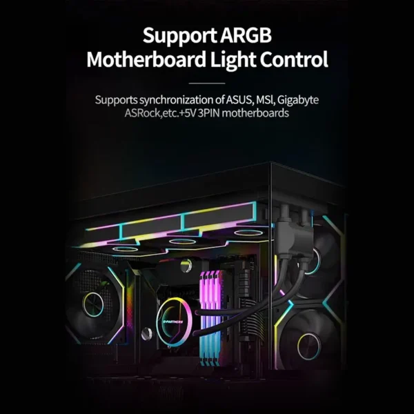 Teucer 12cm Silent PWM Control Fan 5V 3Pin ARGB with AURA SYNC 4Pin Chassis Fan for PC Case Water Cooling