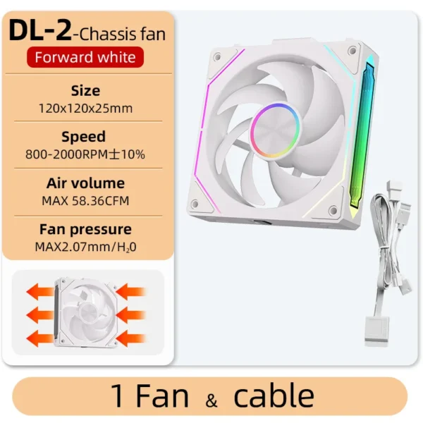 Coolcirc DL-2 120mm ARGB Cooling Fan Modular Wireless Stackable Splicing 800-2000RPM PWM Silent for Gaming PC Case Water Cooler