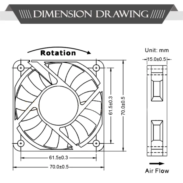 5PCS Gdstime 70x70x15mm DC 24V 12V 5V  70mm x 15mm 2Pin 7cm PC Case Radiator Silent Cooler Brushless Cooling Axial Fan 7015