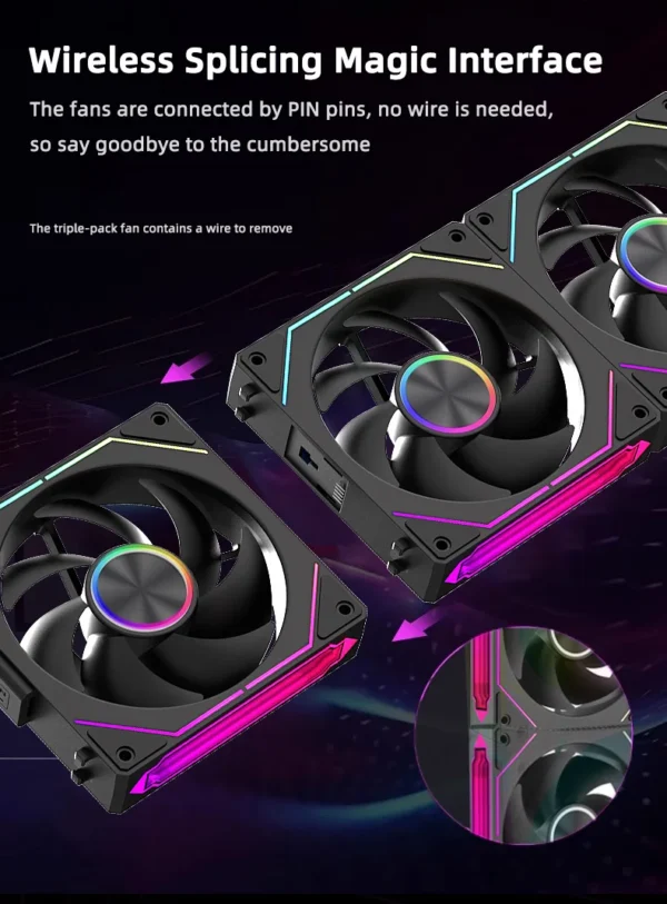 COOLCIRC CX-2 Computer Chassis Fan 120mm 5V 3-pin ARGB Cooler  12V/4PIN PWM 800-2000 RPM 3-in-1 Quiet Building Block Cooling Fan