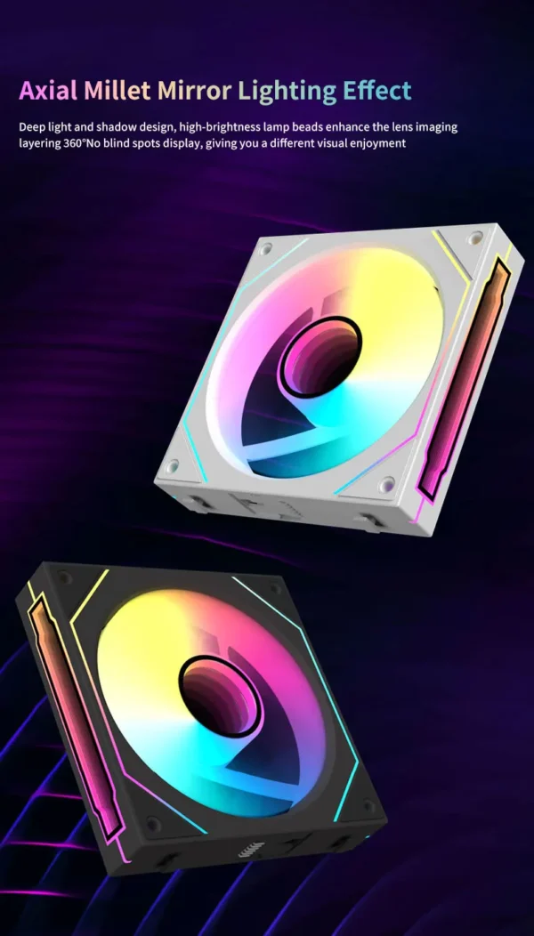 Coolcirc Cableless PC Case Fan 12V/4Pin PWM 800-1800RPM Silent 5V/3Pin ARGB Triple Pack 120mm Ventilator Use for Water Cooling