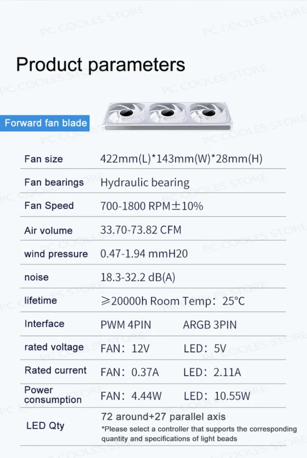 JONSBO ZA-140/420 Case Cooling Fan 140mm ARGB 3 Connected Bodies PWM Quiet Fan  Replaceable Fan Blades