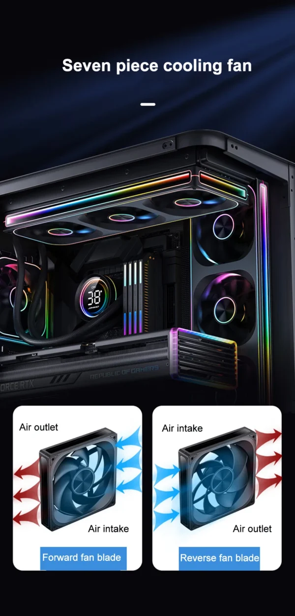 JONSBO ZA-140/420 Case Cooling Fan 140mm ARGB 3 Connected Bodies PWM Quiet Fan  Replaceable Fan Blades