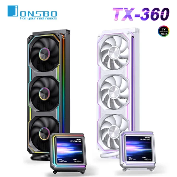 Jonsbo TX-360 Screen Display Integrated Water Cooling 360mm Radiator ARGB AIO Water Cooler Intel LGA1200 115X 1700 1851 AM5 AM4