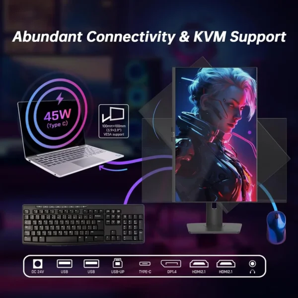 KTC 32 Inch 4K Mini LED Monitor, Fast IPS, HDR1000 144Hz 1ms MPRT Gaming Monitor,Type-C 45W