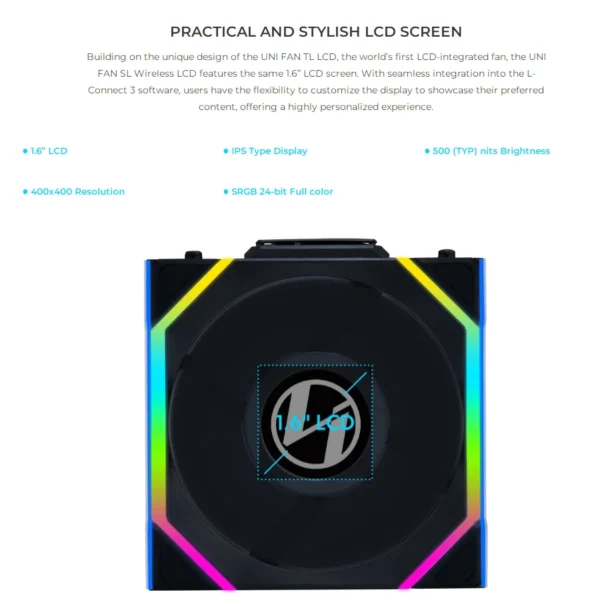 LIAN LI UNI FAN SL Wireless 120 Single Pack , Reverse Blade Triple Pack, LCD 120 Single Pack, Case fan, water cooled fan