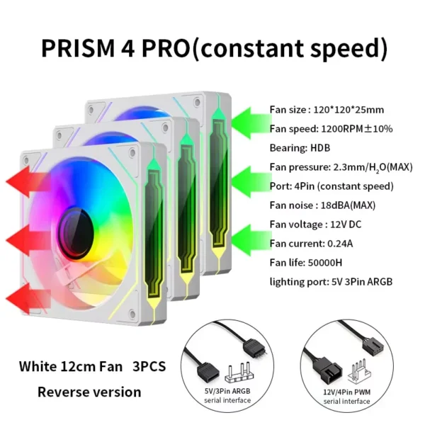 LDPCSJ PRISM 4 PRO Computer Chassis Fan 12cm ARGB 4 Pin  Quiet Cooling Fan 12V Large Air Volume 42CFM/1200RPM