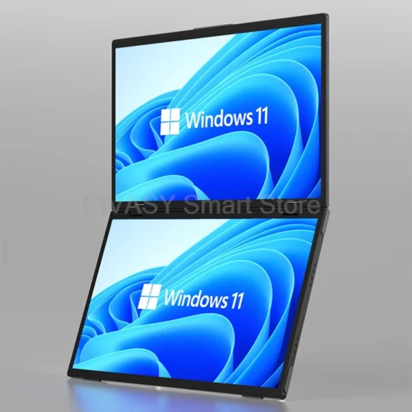 15.6 Inch Dual Screen Portable Monitor for PS5 Switch Hosts HD 1080P PC Secondary Screen 360° Rotation One-Cable LCD IPS Panel