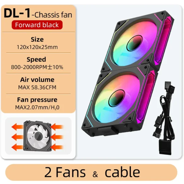 Coolcirc DL-1 120mm PC Case Fan 800-2000rpm PWM Hydro Bearing Silent 5V3Pin ARGB Water Cooler Magic Cableless Cooling Ventilator