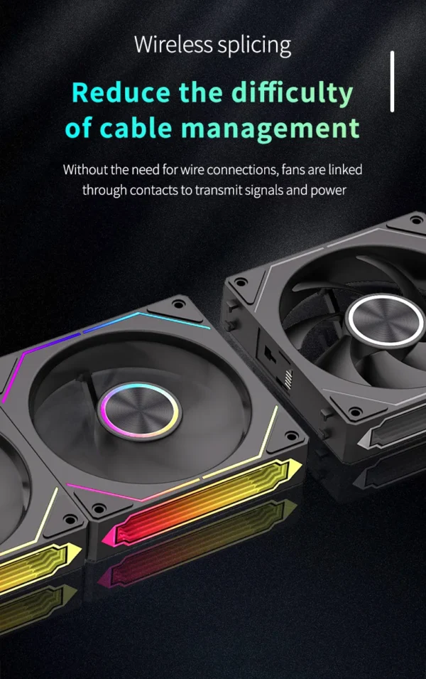 TEUCER DL-2 ARGB PC Fan 3-in-1 Case Fan Compatible with 240 360 Water Cooling Radiator Wireless Cooling Fan Kit