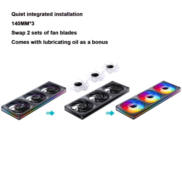 JONSBO ZA-140/420 Case Cooling Fan 140mm ARGB 3 Connected Bodies PWM Quiet Fan  Replaceable Fan Blades