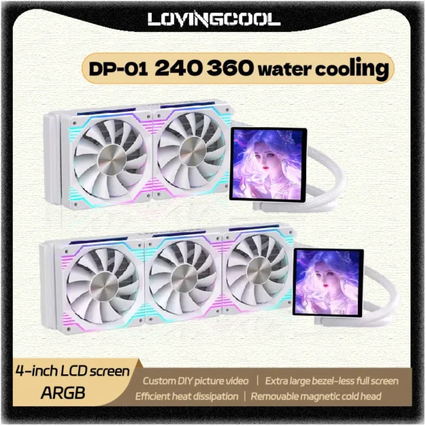 LOVINGCOOL DP-01 360/240 CPU liquid cooler radiator 4.0-inch super large frameless full screen diy water cooler