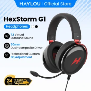 HAYLOU HexStorm G1 Wired Gaming Headphone 7.1 Surround Sound 50mm Dual Driver Esports Gamer Headset with Mic For PS4 PS5 PC