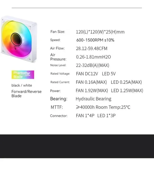 Jonsbo SL-120 Case Fan 120mm 5V 3Pin ARGB Light Effect PWM 600-1500RPM Cooling Fan 12cm High Air Volume Slient Fan