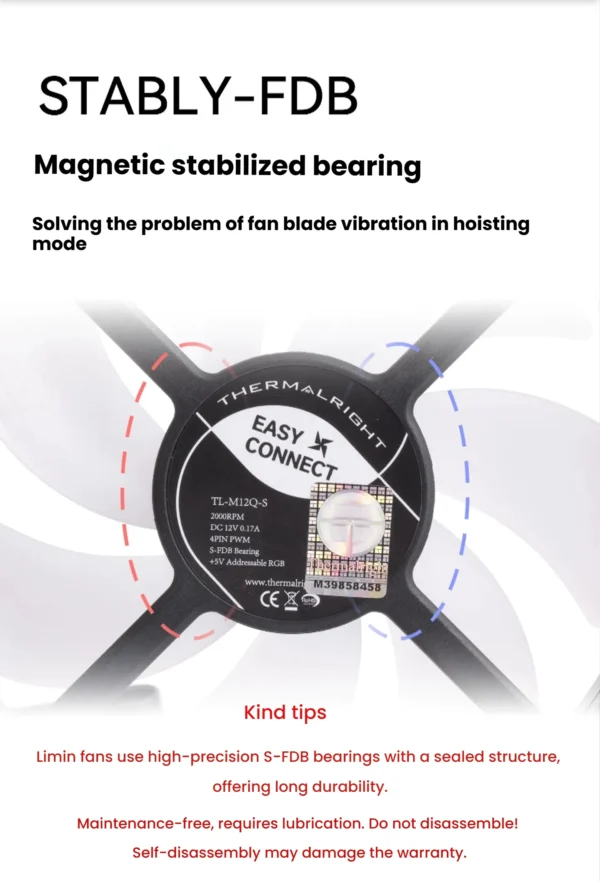 Thermalright TL-M12Q-S X3 Computer Case Fan, ARGB 120mm PC Case Fan/Daisy Chain/Infinity Mirror/Silent/PWM
