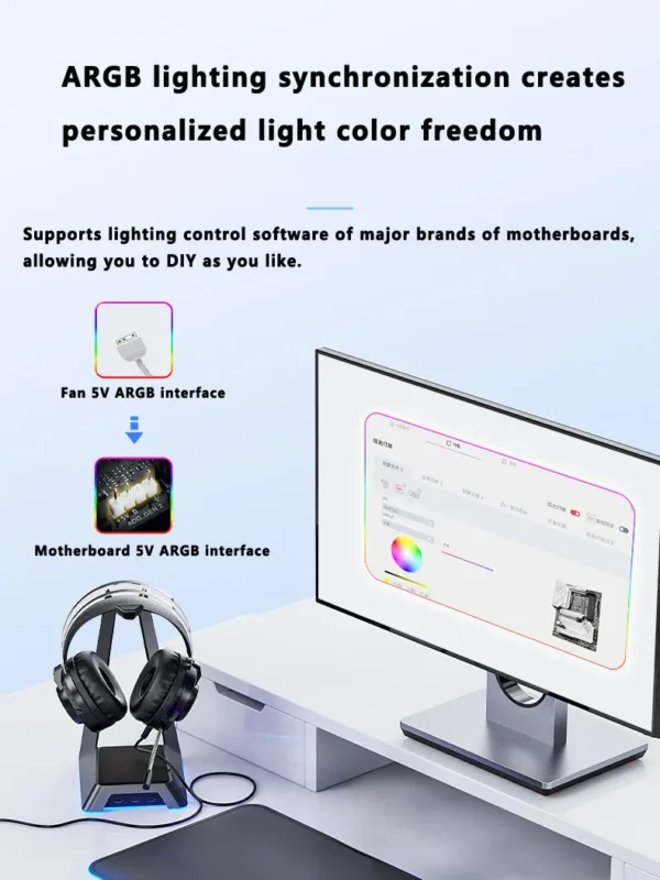 ICE Whale 4RS PLUS 14CM ARGB Chassis Fan 650-1500RPM Air-Cooled PC Cooling Fan