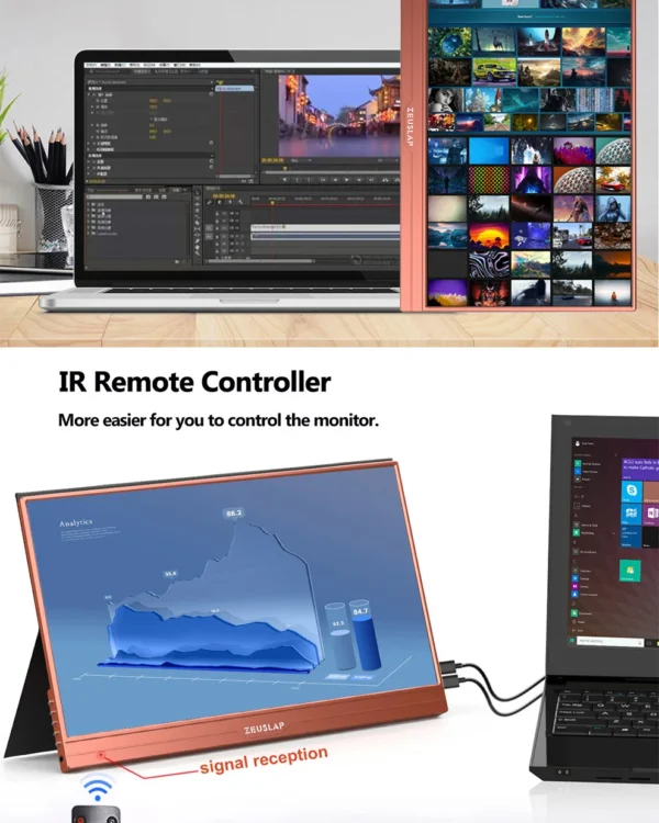 ZEUSLAP 15.6inch touching utrathin portable monitor remote control for phone, laptop, nintendo switch,steamdeck second screen