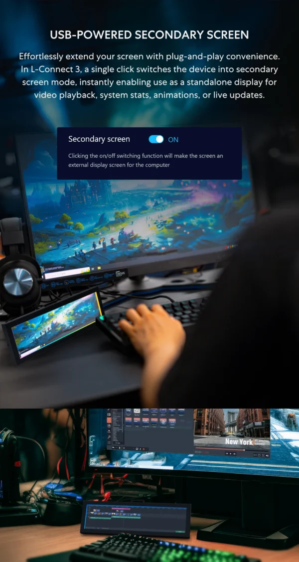 Lian-Li 8.8 Inch Universal Screen 1920x480 resolution IPS LCD Display for PC Case