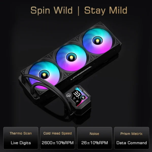 LOVINGCOOL AK water cooler 240mm 360mm broken code screen dynamic digital display liquid cooler ARGB Abyss Mirror Cold radiator