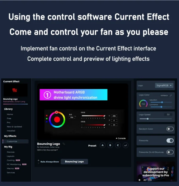 ZEZZIO Prism 6 pro 12cm ARGB Sync 4PIN PWM Computer Chassis Fan Quiet Cooling with Fluid Bearing 800-1600 RPM Case Fan